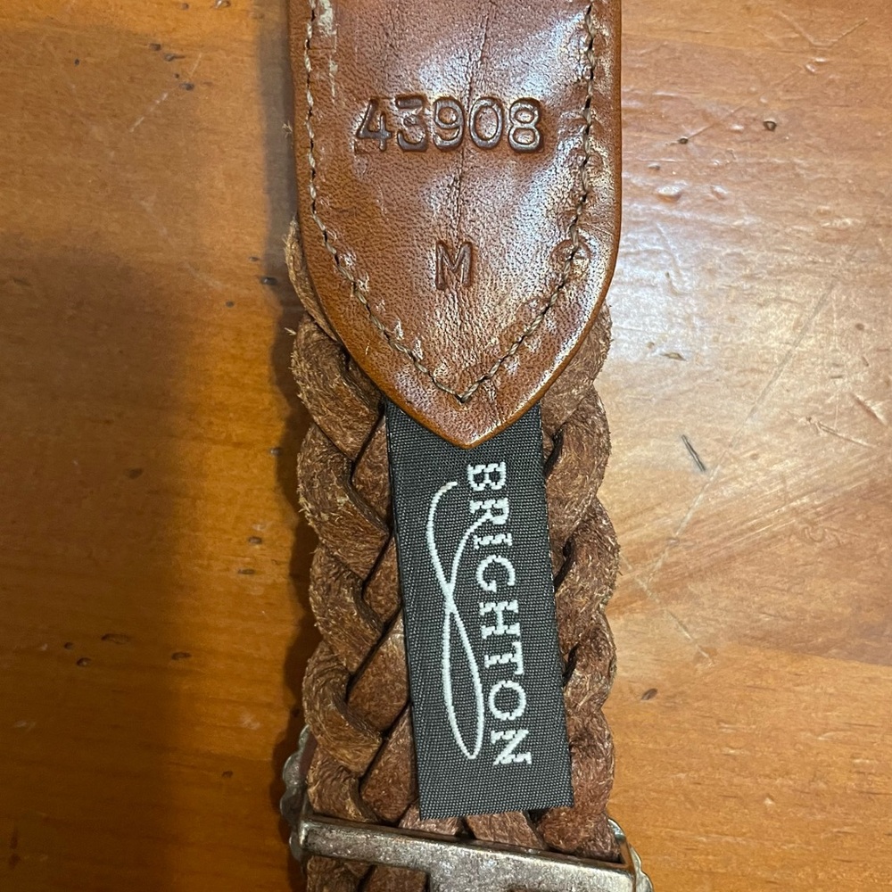 Brighton Tan Braided Leather Belt with Movable Charms